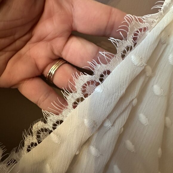 Women's M Show Me Your Mumu Olympia Romper White Chiffon Polka Dot Lined - Picture 7 of 12